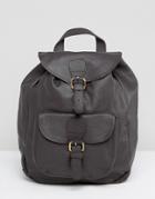 Asos Leather Front Pocket Backpack - Brown