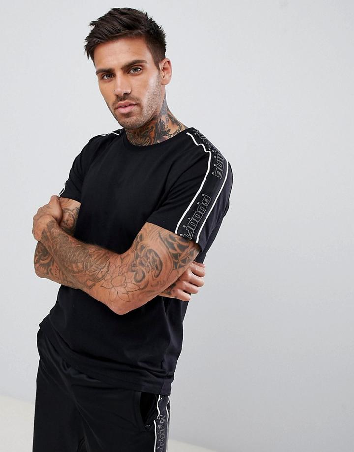 Good For Nothing Muscle Fit T-shirt In Black With Logo Side Stripe - Black