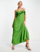 Trendyol Cami Maxi Dress With Frill Detail In Green