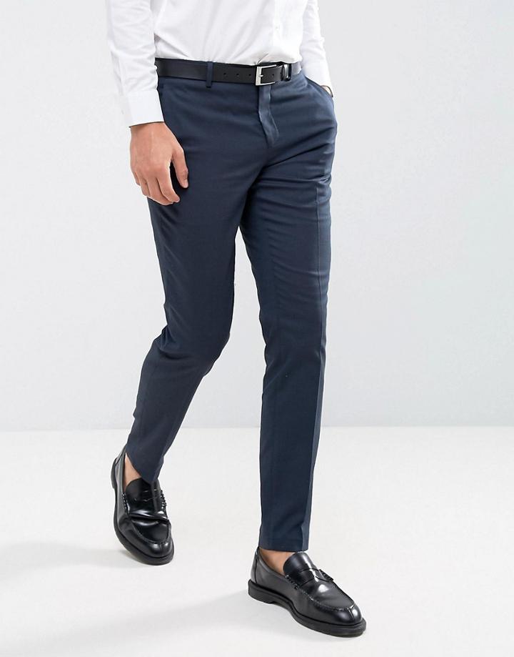 Selected Homme Identity Skinny Smart Pants With Stretch - Navy