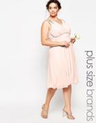 Tfnc Plus Wedding Prom Midi Dress With Embellished Shoulders - Pink