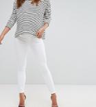 Asos Design Maternity Ridley Skinny Jeans In White With Under The Bump Waistband - White