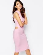 Ax Paris Overlay Midi Dress With Side Cut-outs - Pink