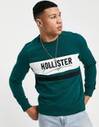 Hollister Sweatshirt In Green With Logo Chest Panel