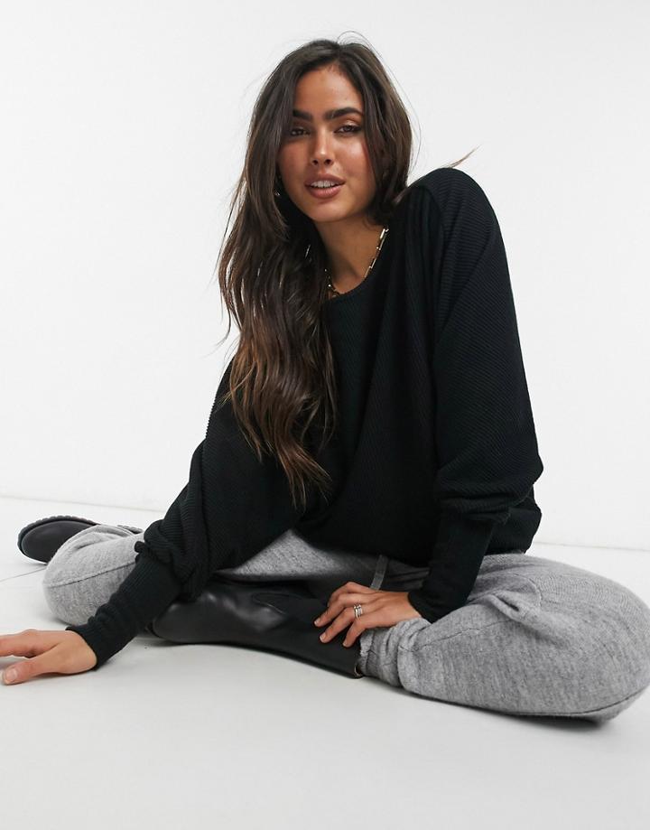 Y.a.s Knitted Batwing Sweater In Black-purple