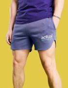Asos Actual Health And Wellbeing Shorts With Logo Print In Washed Blue - Part Of A Set-navy