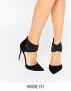 Asos Peaches Wide Fit Elastic Detail Pointed Heels - Black