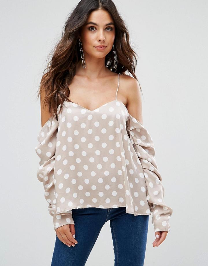Isla Infinite Cold Shoulder Dotty Blouse - Pink