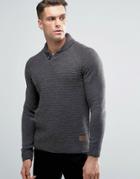 Threadbare Shawl Neck Sweater - Gray