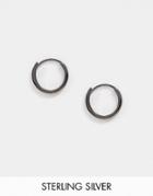 Asos Design Sterling Silver Chunky Hoop Earrings In Gunmetal-gray