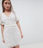 A Star Is Born Petite Cape Mini Dress With Mermaid Embellishment - White
