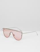 Jeepers Peepers Flat Top Sunglasses In Pink Tint - Pink