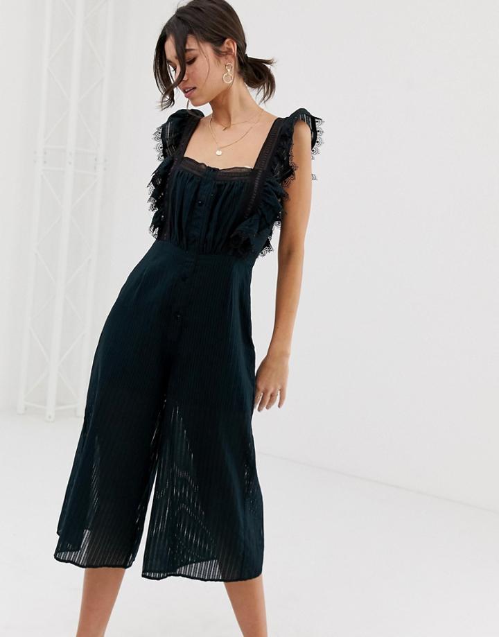 Stevie May Anaise Sheer Belted Jumpsuit-black