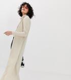 Another Reason Ribbed Maxi Cardigan With Collar - Beige