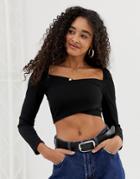 Nobody's Child Cross Front Long Sleeved Bandage Top - Black