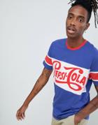 Asos Design Pepsi Relaxed T-shirt With Color Block Panels - Blue