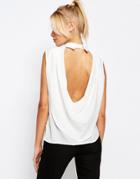 Fashion Union Drape Back Top With Collor On Back - White