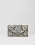 Little Mistress Turquoise And Sequin Clutch - Multi