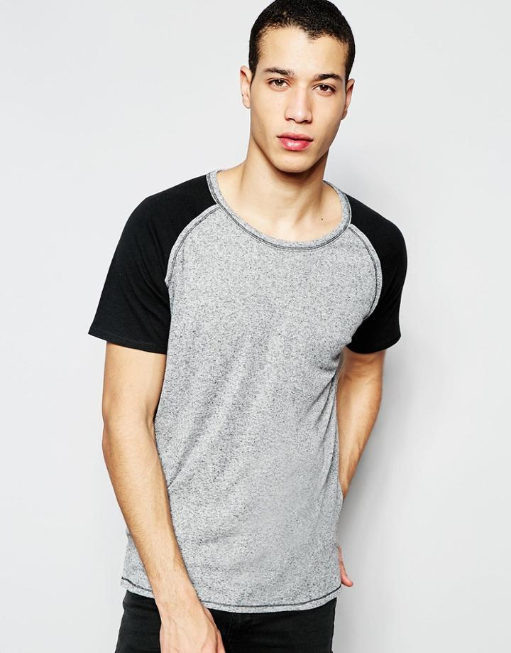 Selected Homme Short Sleeve Raglan T-shirt - Caviar