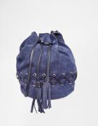 Asos Suede Cross Stitch Duffle Bag - Blue