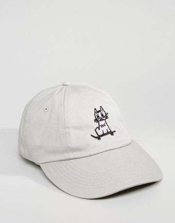 New Love Club Kitty Embroidered Cap - Gray