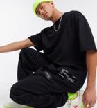 Collusion Oversized T-shirt With Print And Contrast Stitch Detail-black