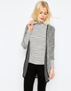 Pieces Waffle 3/4 Sleeve Cardigan - Black