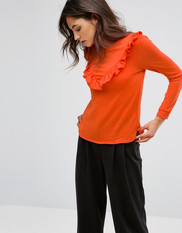 B.young Ruffle Front Top - Pink