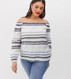 Vero Moda Curve Stripe Cold Shouler Blouse-multi