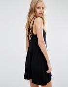 Pull & Bear A- Line Dress With Neckline Staps - Black