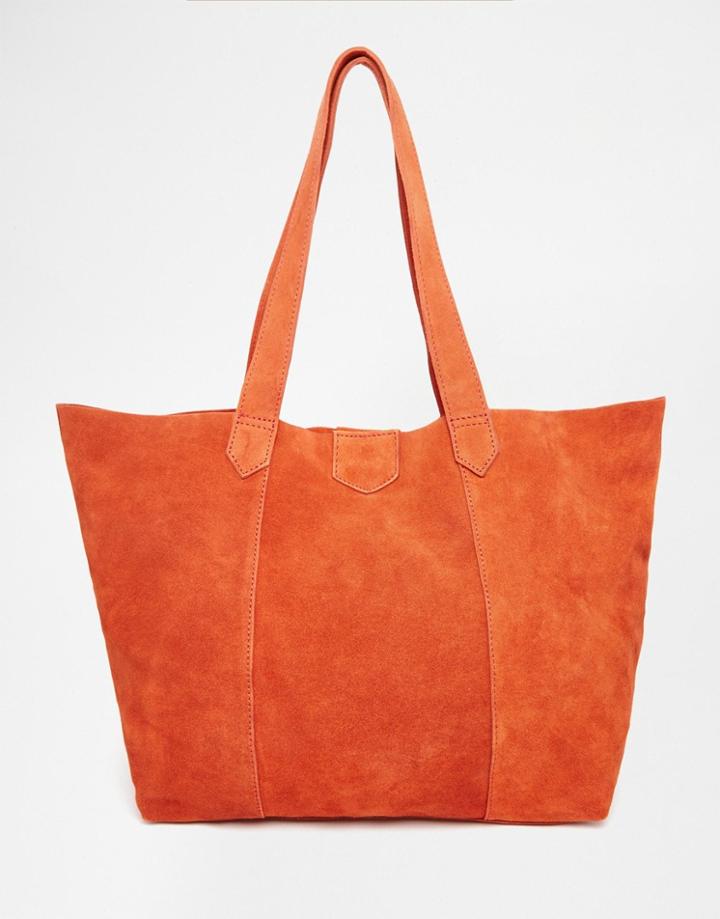 Faith Simple Suede Tan Shopper - Rust