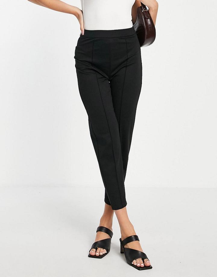 Asos Design Ponte Pintuck Peg Pant In Black