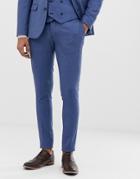 Asos Design Wedding Super Skinny Suit Pants In Micro Texture In Mid Blue
