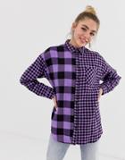 Monki Check Shirt-black