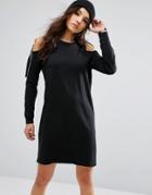 Noisy May Cold Shoulder Sweater Dress - Black