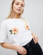 Nobody's Child T-shirt With Tropical Flower Print - White