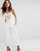 Moon River Embroidered Jumpsuit - White