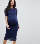 Bluebelle Maternity All Over Lace Bodycon Dress In Navy - Navy