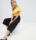 Vero Moda Petite Frill One Shoulder Top-yellow