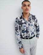 Selected Homme+ Slim Fit Shirt With All Over Print - White