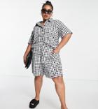 Lola May Plus Black And White Gingham Longline Shorts