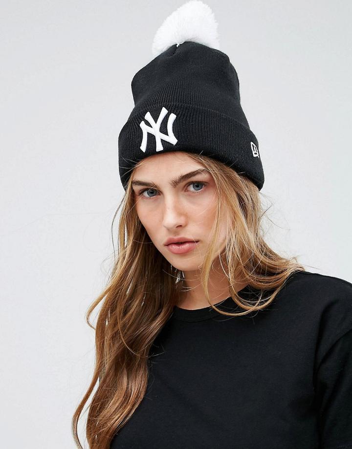 New Era Ny Bobble Beanie - Black