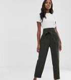 Asos Design Tall Tailored Tie Waist Tapered Ankle Grazer Pants - Green