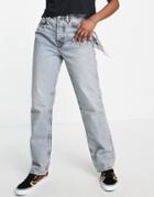 Topshop Dad Jeans In Bleach-blues