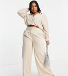 In The Style Plus X Naomi Genes Wide Leg Matching Pants In Cream-white