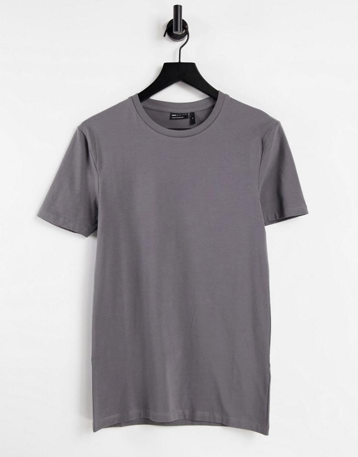 Asos Design Organic Muscle Fit T-shirt With Crew Neck In Washed Black