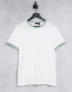 Asos Design Organic T-shirt With Ringer In Pastel Green And White-multi