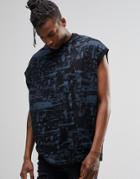 Asos Super Oversized T-shirt In Glitchy Print - Black