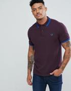 Fred Perry Slim Fit Twin Tipped Polo Shirt In Dark Red - Red