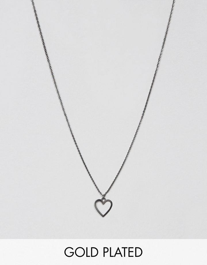 Pilgrim Simple Heart Necklace - Gray